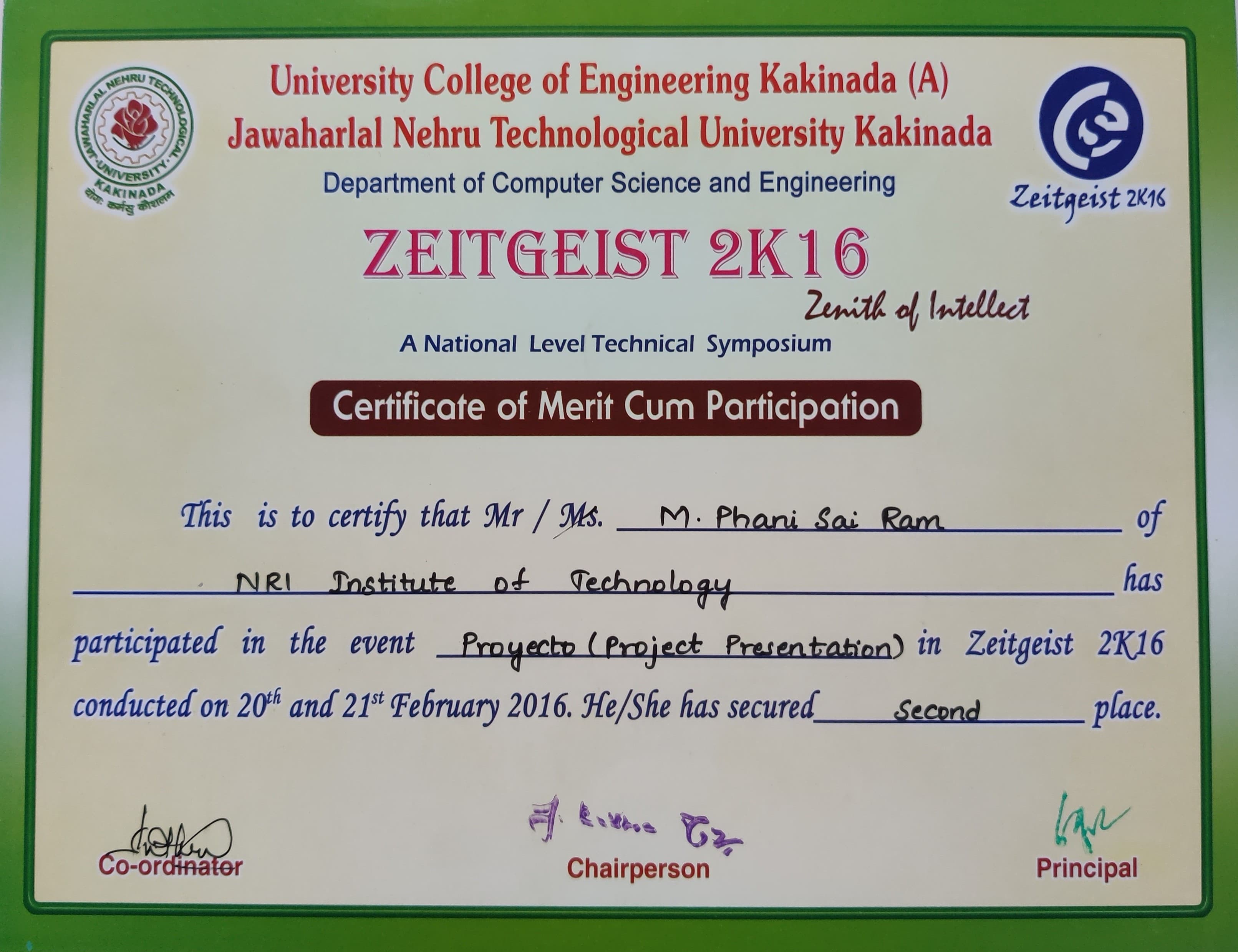 2nd Place · National Project Presentation